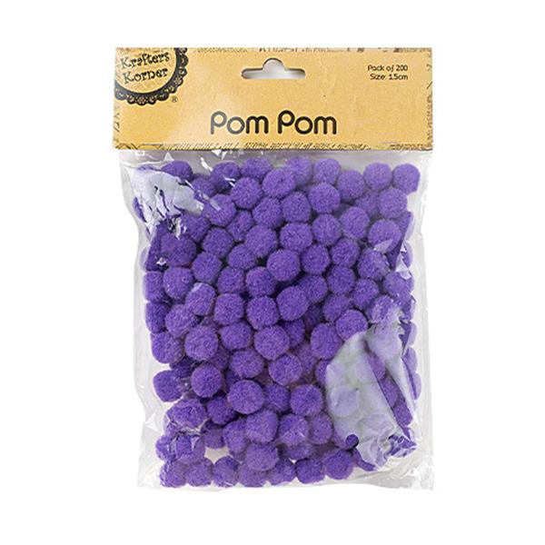 PomPom  15mm Purple Pack 200